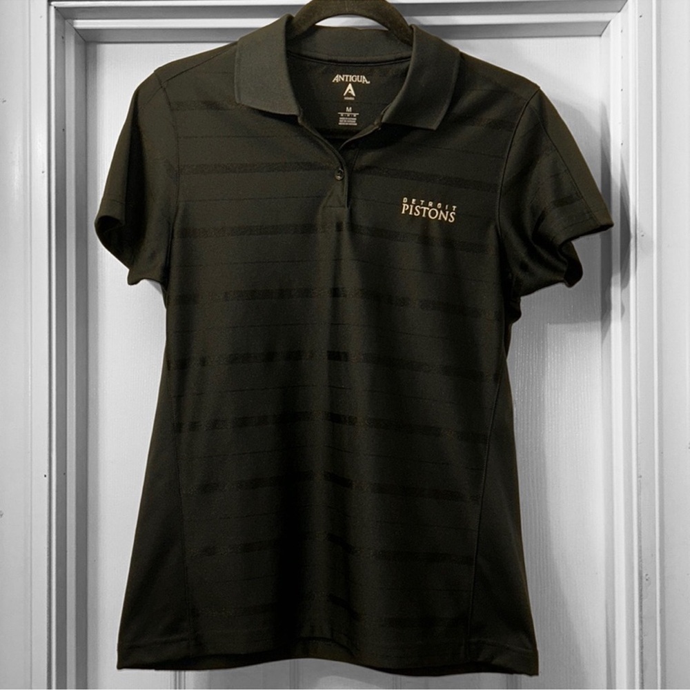 ANTIGUA Tone Black Detroit Pistons Desert-Dry Polo